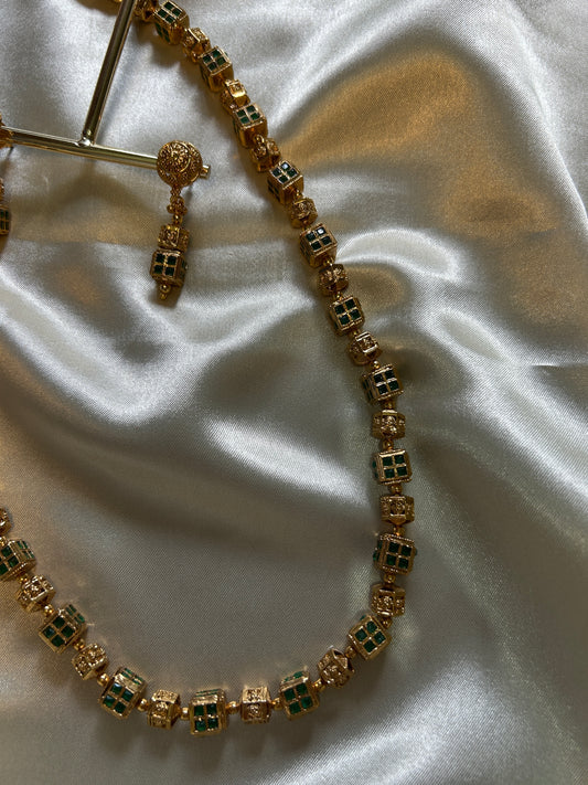Square Beaded Long Necklace LH003