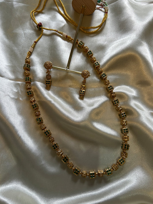 Square Beaded Long Necklace LH003